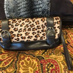 Loft Leather leopard clutch